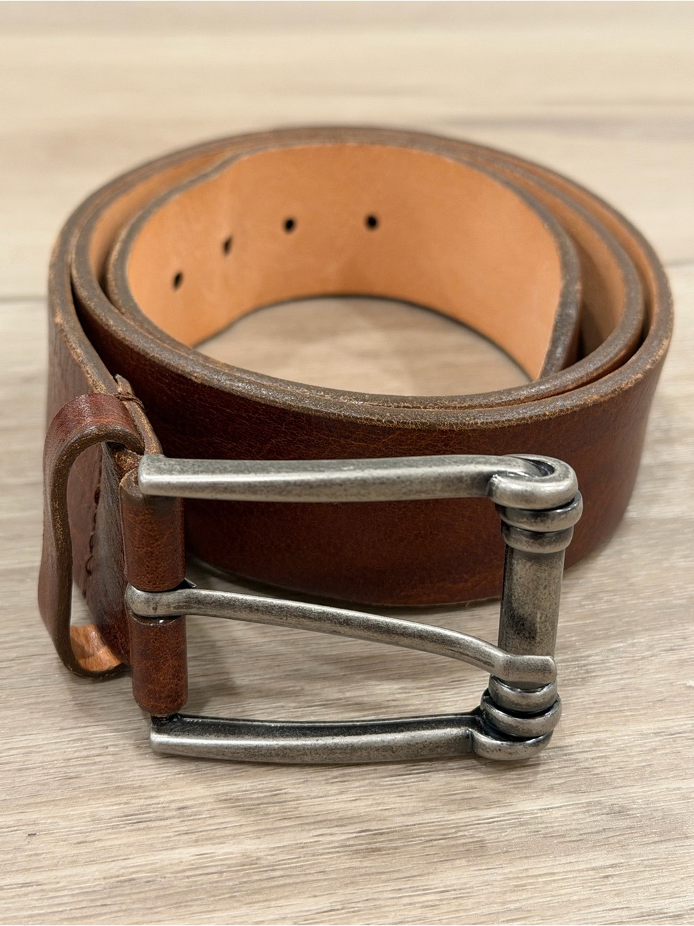 Martin Dingman Brown Shrunken Grain Bullhide Leather Belt Size 36 / 90 USA